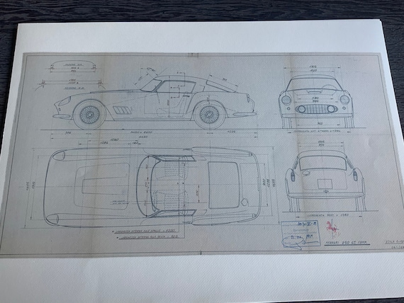 Ferrari 250 GT Comp 1969 Construction Drawing ART Work Blueprint