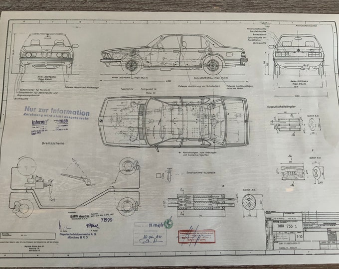 BMW E23 733i 1977 design drawing ARTwork