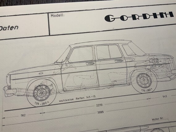 Renault 8 Gordini 1968 Construction Drawing ART Work Blueprint - Etsy