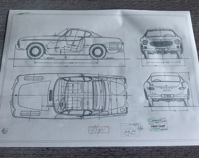 Volvo P1800 S 1962 construction drawing ART work blueprint