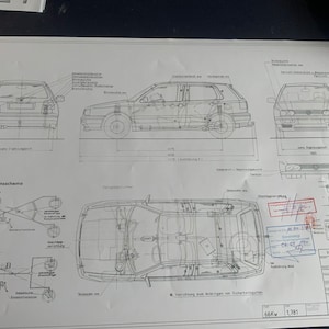 Golf A3 1991 1H construction drawing ART work Blueprint