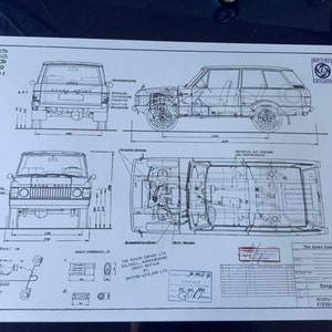 Range Rover 1971 Artwork Construction Drawing Blueprint - Etsy