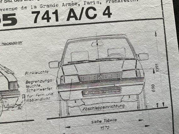 Peugeot 205 741 A/C 4 1986. Design Drawing ART Work - Etsy
