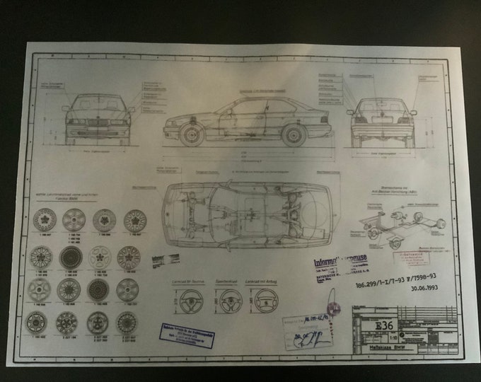 BMW E36 Coupé construction drawing ART work