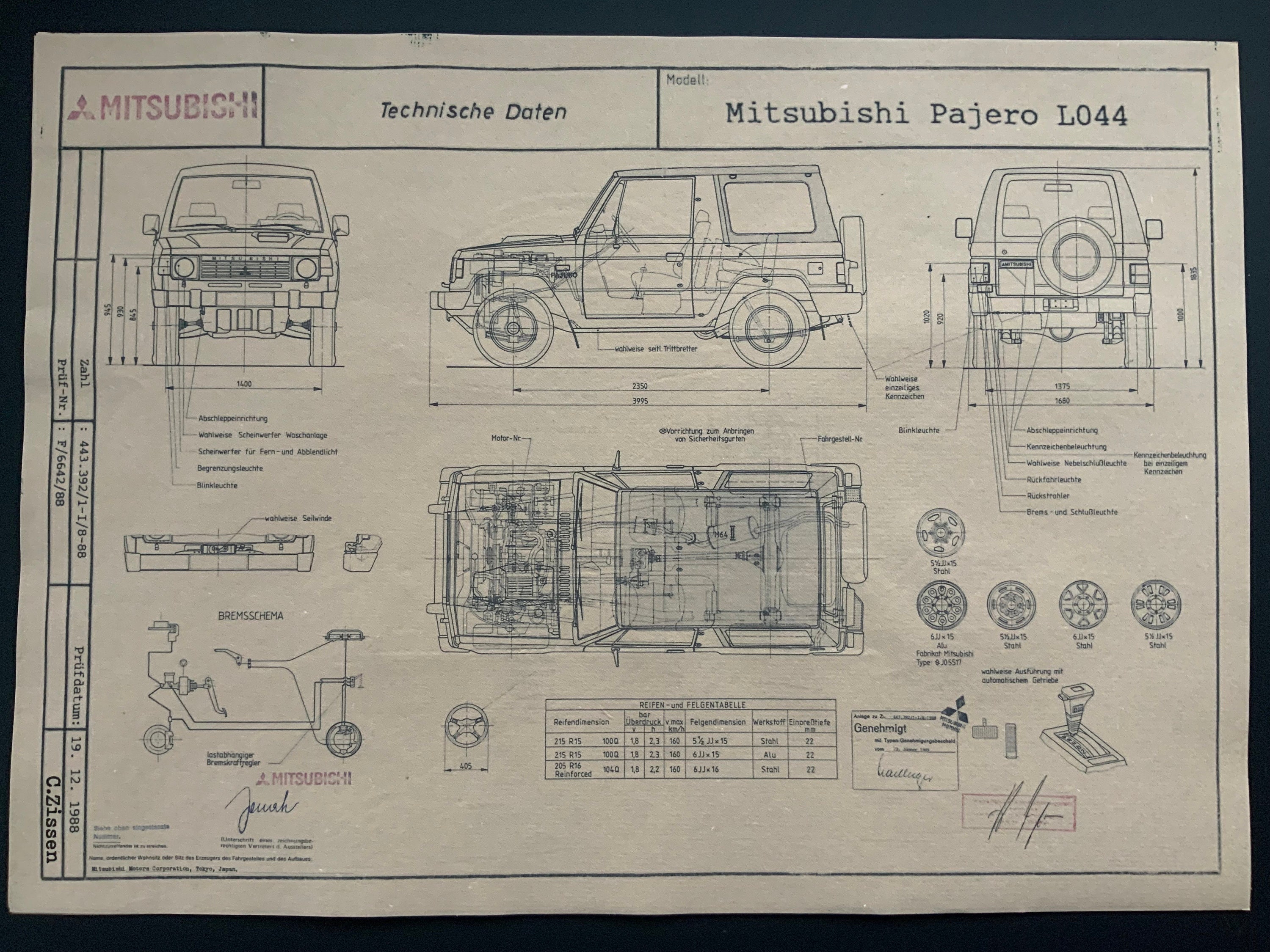 三菱 パジェロ LO44 ソフトトップ 1988年 構造図 ART 作業設計図