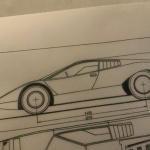 Lamborghini Countach LP 500 1970 Construction Drawing ART Work - Etsy