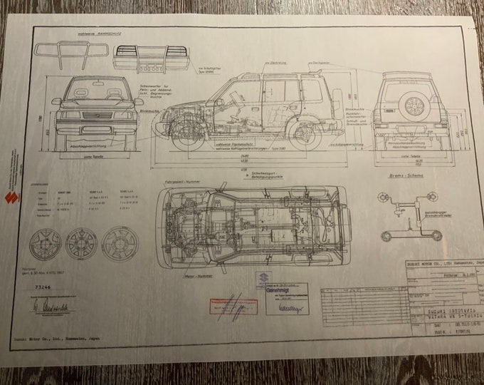 Suzuki Vitara VX 1991 construction drawing ART work blueprint