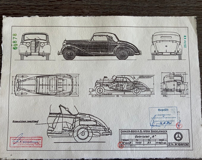 Mercedes W136 Cabriolet A 1936 design drawing ART work