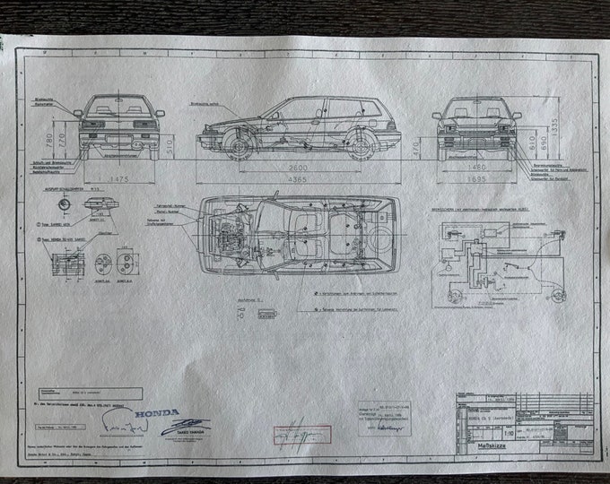 Honda Accord CA5 Aerodeck 1986 construction drawing ART work blueprint