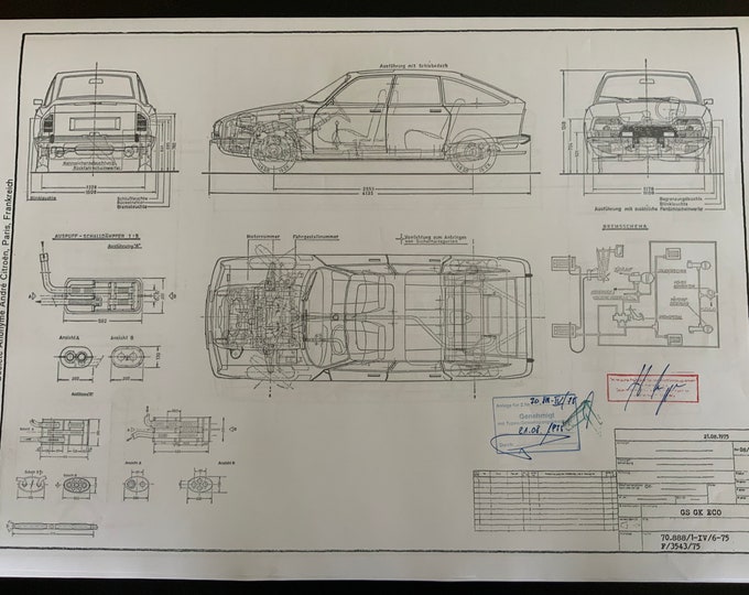 GS Eco GK Citroen 1975 construction drawing ART work blueprint