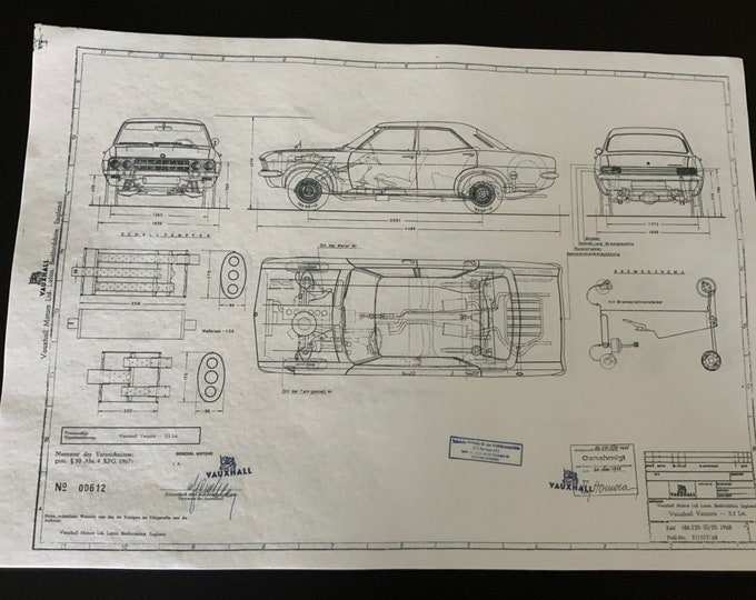 Vauxhall Victor Super 1,6L 65PS 1969 construction drawing ART work blueprint