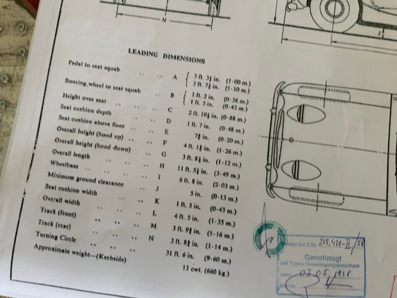 Austin Sprite Frogeye 1958 Construction Drawing ART Work Blueprint