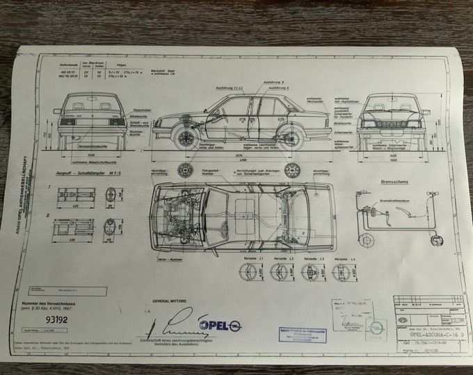 Ascona C 16 D 1982 design drawing ART work Opel