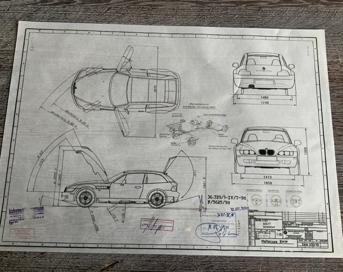 BMW E36 Z3 Coupé ARTwork construction drawing Blueprint