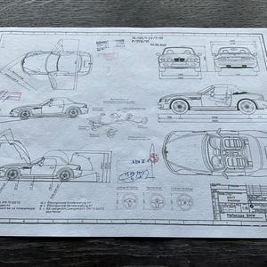 BMW E36 Z3 Roadster ARTwork construction drawing blueprint