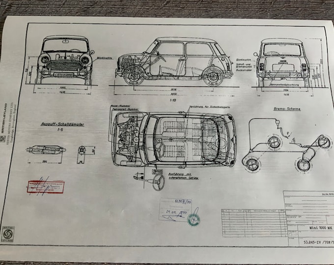 Mini 1000 MK III 1970 design drawing ARTwork