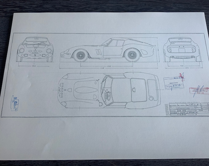 Ferrari 250 GTO 1967 construction drawing ART work blueprint
