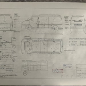 T4 Type 70D station wagon 1990 construction drawing ART work Blueprint.