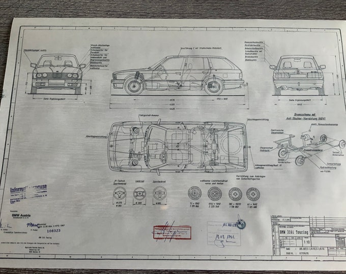 E30 BMW 316i Touring 1991 construction drawing ARTwork