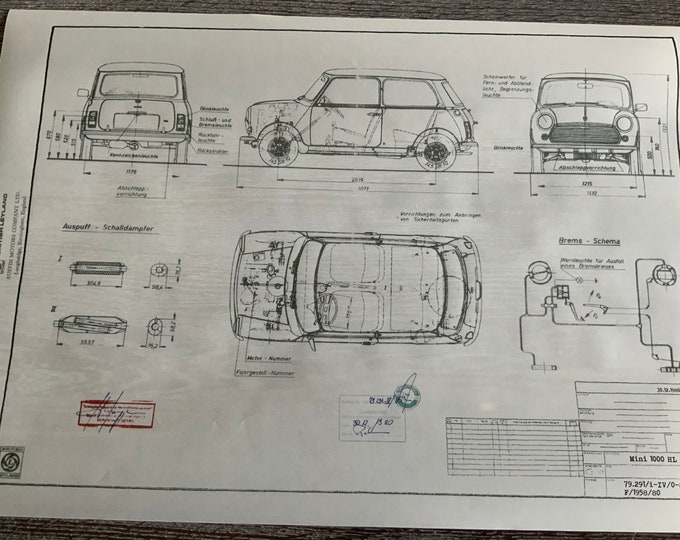 Mini 1000 HL 1980 design drawing ARTwork