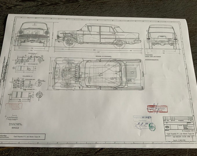 Opel Captain P-L-2.5 switch 1959 construction drawing ART work blueprint