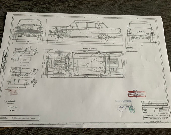 Opel Kapitän P-L-2.5 Switch 1959 construction drawing ART work blueprint