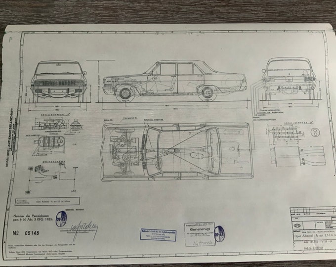 Admiral A 2.5 L 1964 design drawing ART work Opel