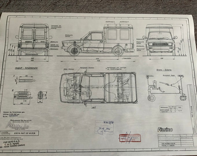 Fiat Fiorino 127 A1 1978 construction drawing ARTwork