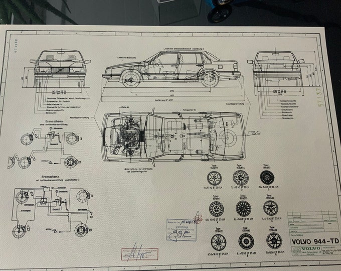Volvo 944 1990 design drawing ART work