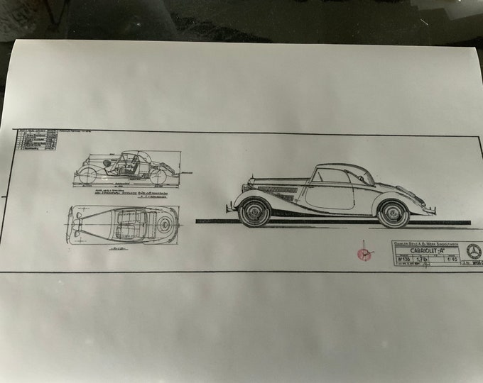 Mercedes W136 CA Cabriolet A 1936 design drawing ART work