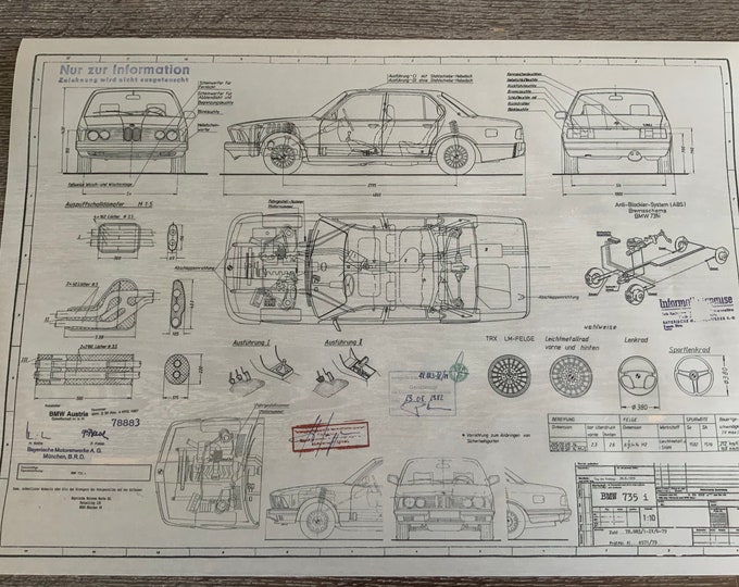 BMW E23 735i NFL 1982 design drawing ARTwork