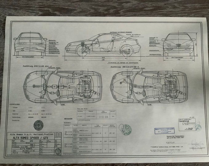 Alfa Romeo GTV 916 1995 construction drawing ART work