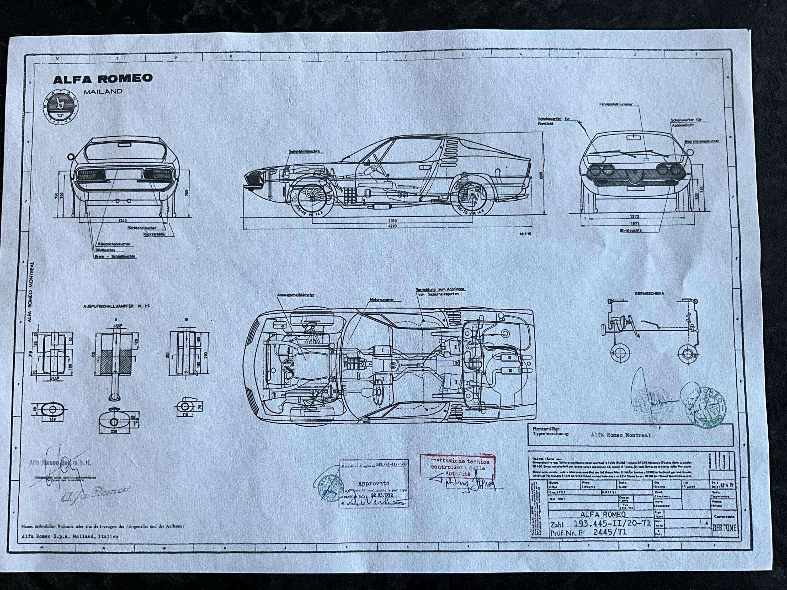 Alfa Romeo Montreal by Bertone 1972 Design Drawing ART Work