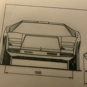Lamborghini Countach LP 500 1970 Construction Drawing ART Work - Etsy