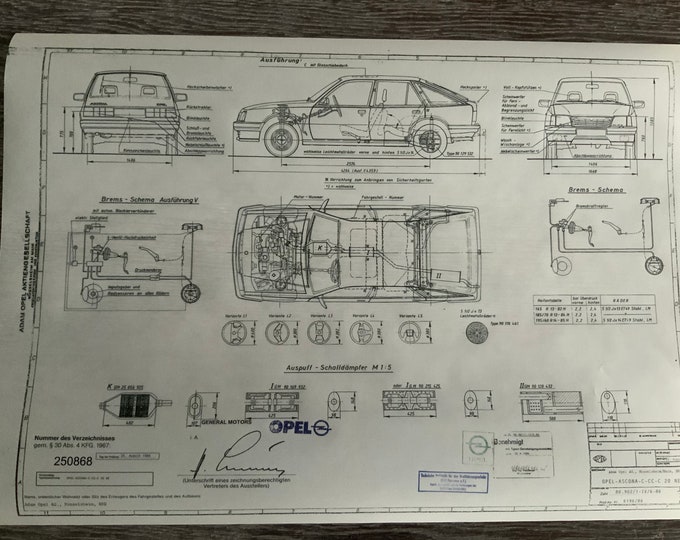 Ascona C CC C 20 NE 1986 hatchback design drawing ART work Opel