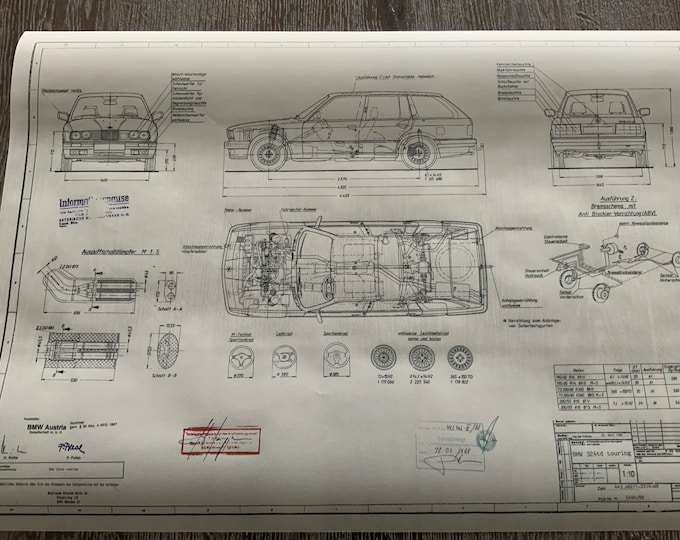 E30 BMW 324 Td Touring 1988 construction drawing ARTwork