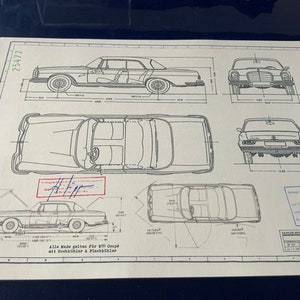 Mercedes W111 280 SE Coupe 1965 design drawing ART work