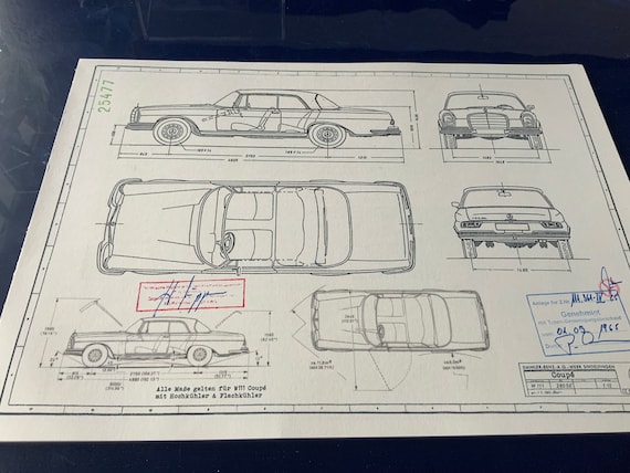 メルセデス W111 280 SE クーペ 1965 建設図面 アートワーク - Etsy 日本