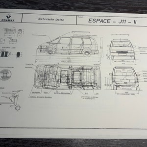 Renault Espace 1987 construction drawing ART work blueprint