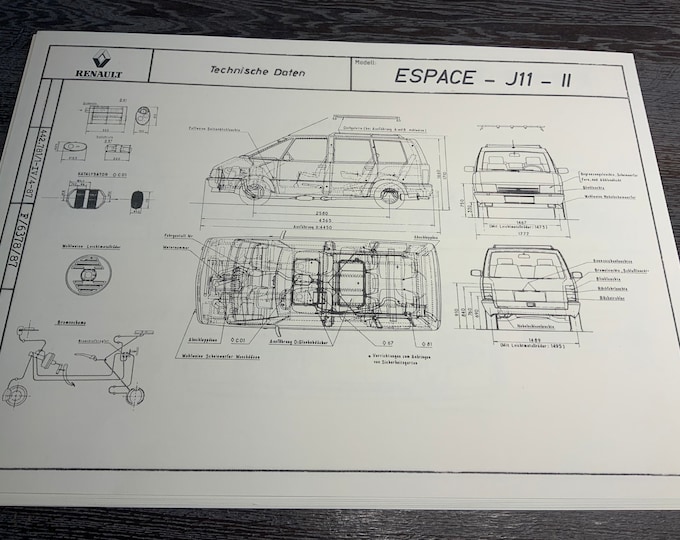 Renault Espace 1987 construction drawing ART work blueprint