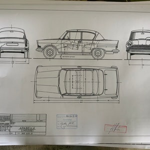 Lloyd Arabella Limousine 1958 construction drawing ART work blueprint