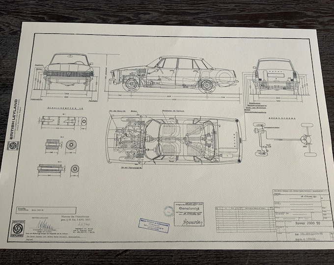 Rover 2000 TC 1966 construction drawing ART work blueprint