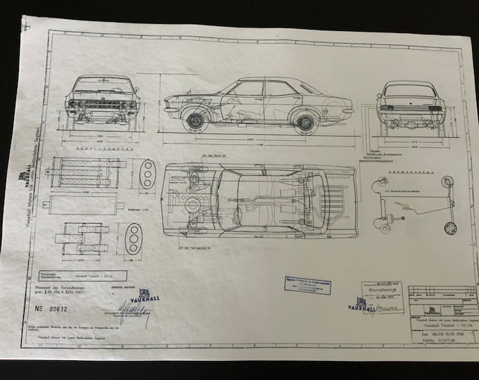 Vauxhall Ventora 3.3 Ltr 1968 construction drawing ART work blueprint