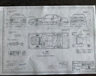 Honda Prelude 1979 construction drawing ART work blueprint