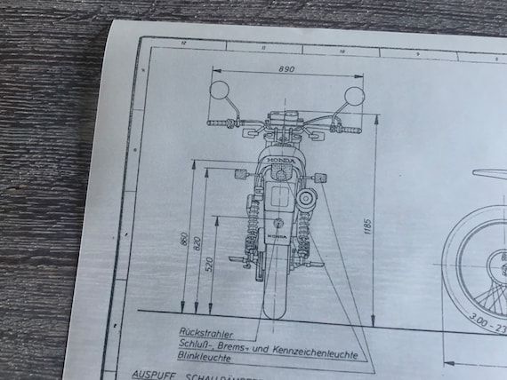 Honda XL 500 S 1979 Construction Drawing ART Work Blueprint