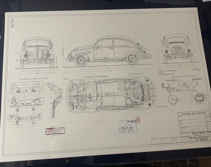 Beetle 1500 1967 construction drawing ART work Blueprint 186457