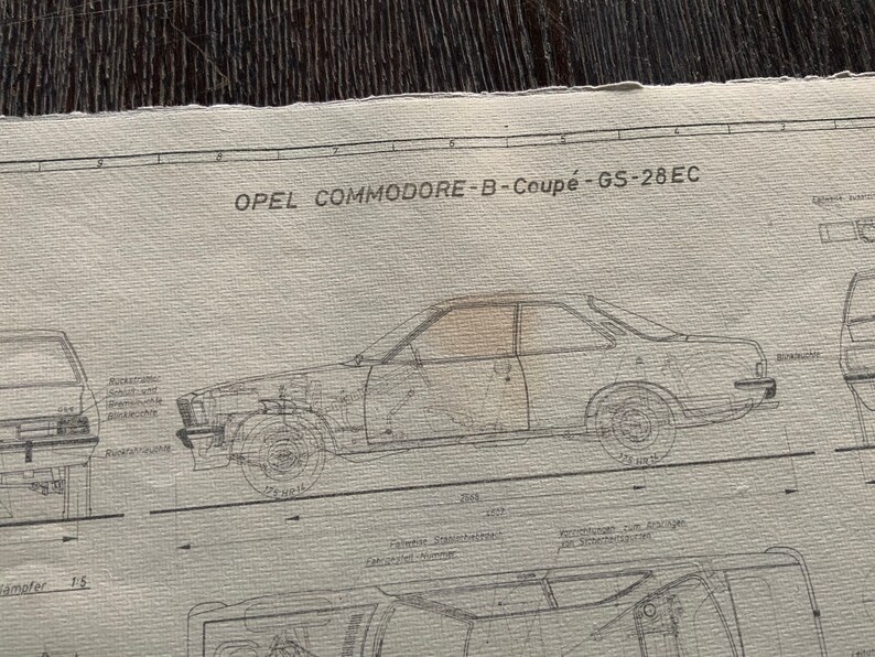 Opel Commodore B Coupé GS-28-EC Blueprint Construction Drawing ART Work ...
