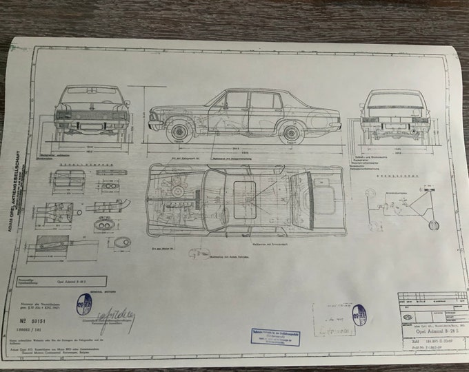 Admiral B 28 S 1969 design drawing ART work Opel