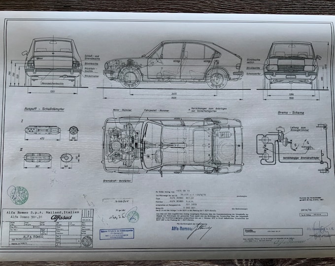 Alfa Romeo Alfasud 901 D1 1975 construction drawing ART work
