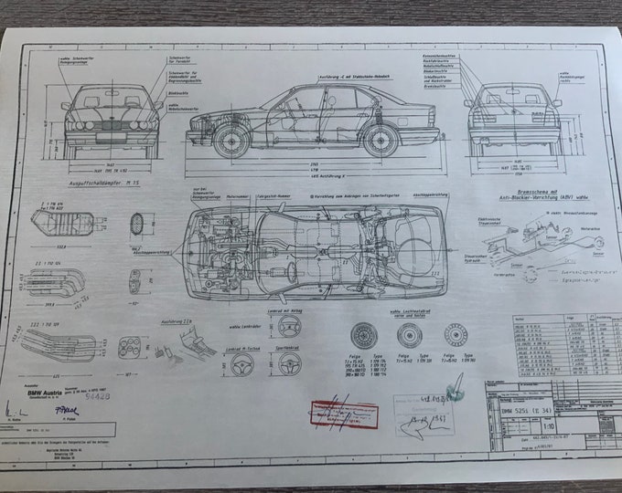 BMW E34 525i 1987 design drawing ARTwork